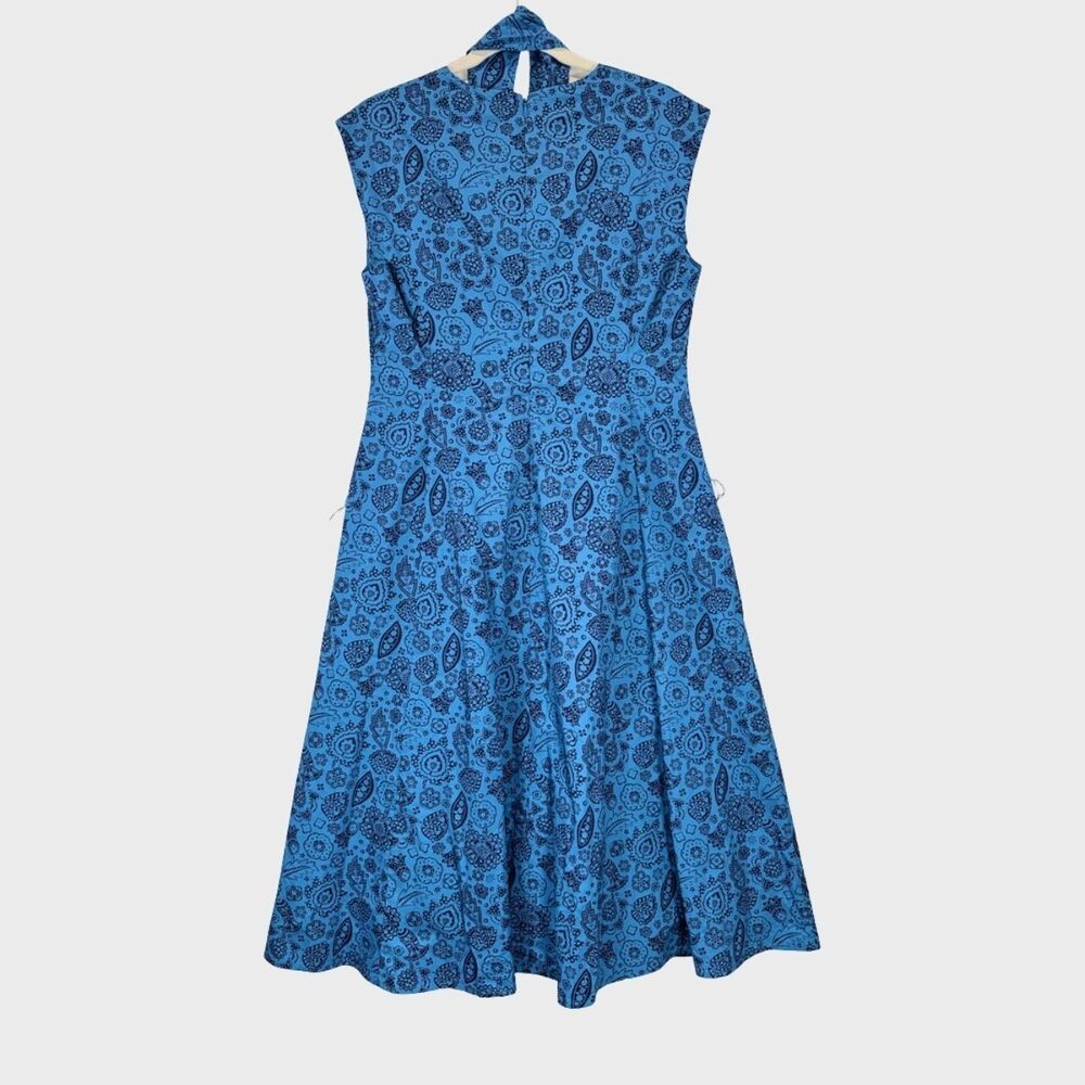 NEW Boden Womens Dress Blue Tori Midi Floral V Neck Belted Fit Flare 10P Petite - Picture 2 of 11